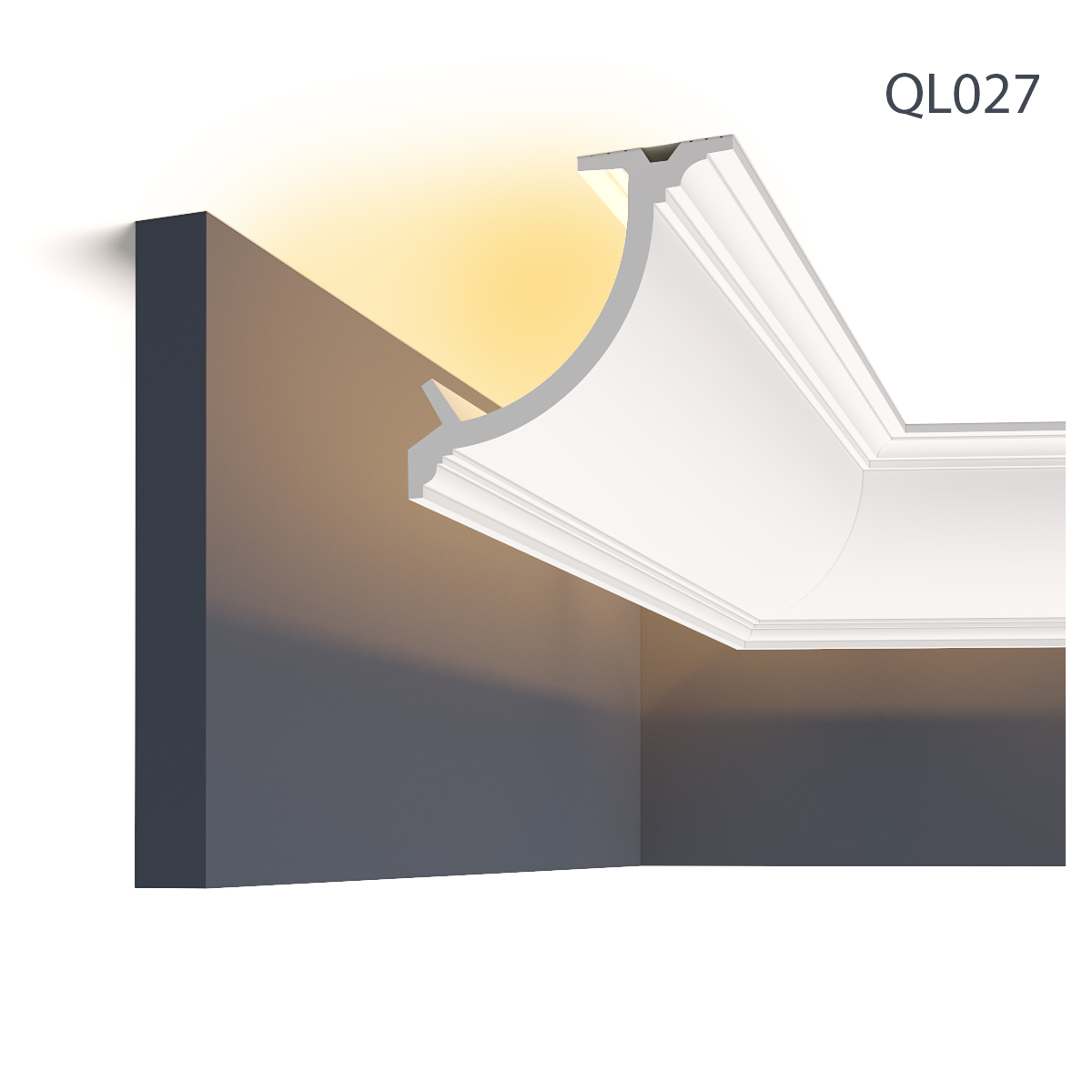 Cornisa decorativa pentru led ql027, 200 x 11 x 11 cm, mardom decor 